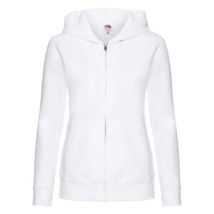 Lady Zip Thru Hooded Sweat Jacket 70/30 White XL