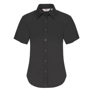 Ladies Oxford Short Sleeve Shirt Black L