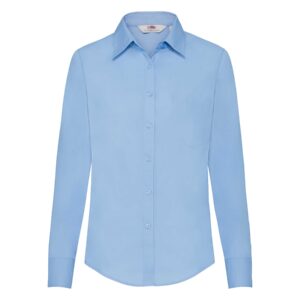 Ladies Poplin L/S Shirt Mid Blue XS