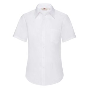 Ladies Poplin Short Sleeve Shirt White XS