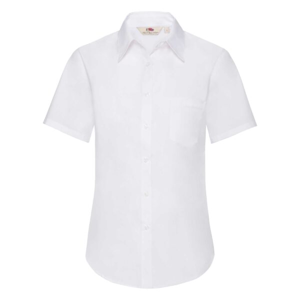 Ladies Poplin Short Sleeve Shirt White S