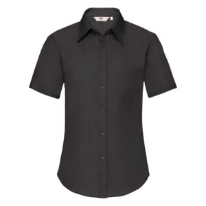 Ladies Poplin Short Sleeve Shirt Black 2XL
