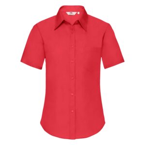 Ladies Poplin Short Sleeve Shirt Red 3XL