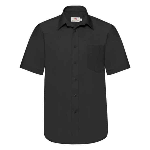 Men Poplin Short Sleeve Shirt Black XL
