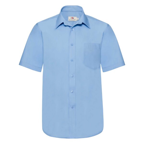 Men Poplin Short Sleeve Shirt Mid Blue L
