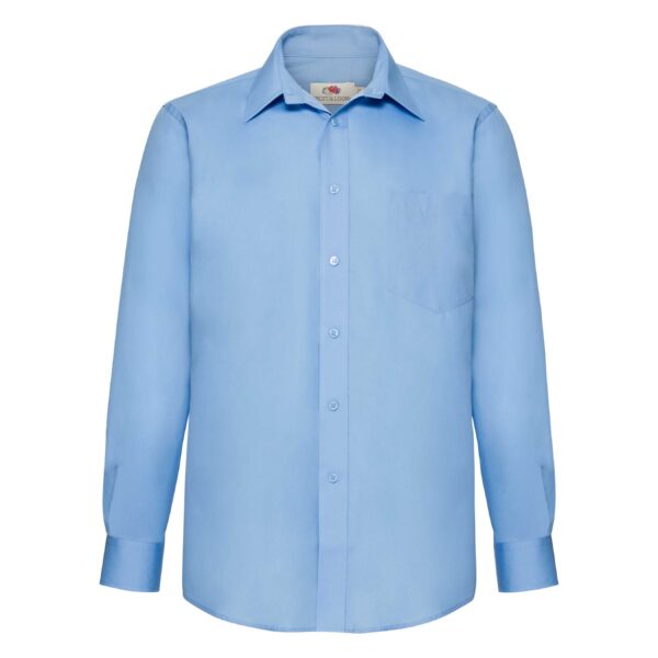 Men Poplin L/S Shirt Mid Blue M
