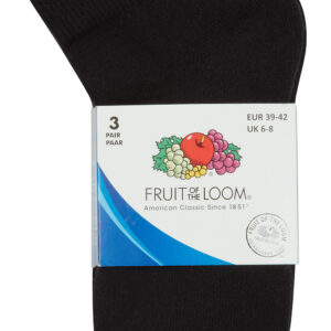 Fruit Quarter Socks 3-Pack Black S