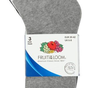 Fruit Quarter Socks 3-Pack H.Grey/Black/White S